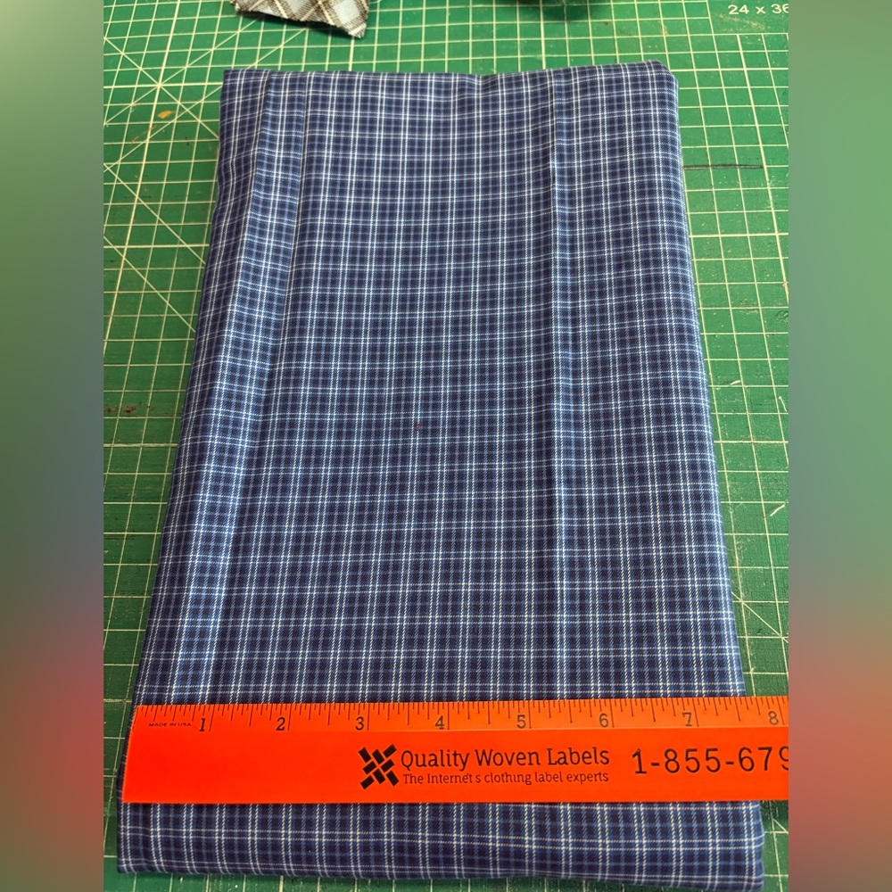 Blue, Black and White Plaid Fabric